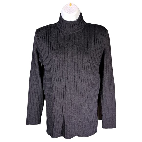 St. John Sweater Small Womens Black Long Sleeve Mock Neck Knit - Picture 1 of 3